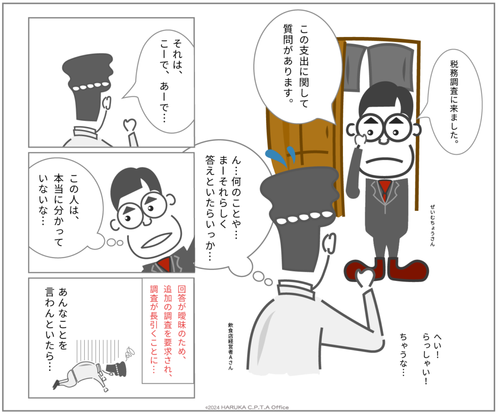 漫画:調査官に誤った説明をしてしまったら…&#x2049;︎